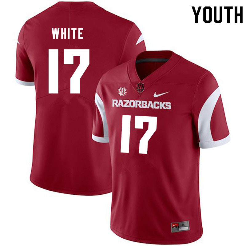 Youth #17 John David White Arkansas Razorbacks College Football Jerseys Sale-Cardinal